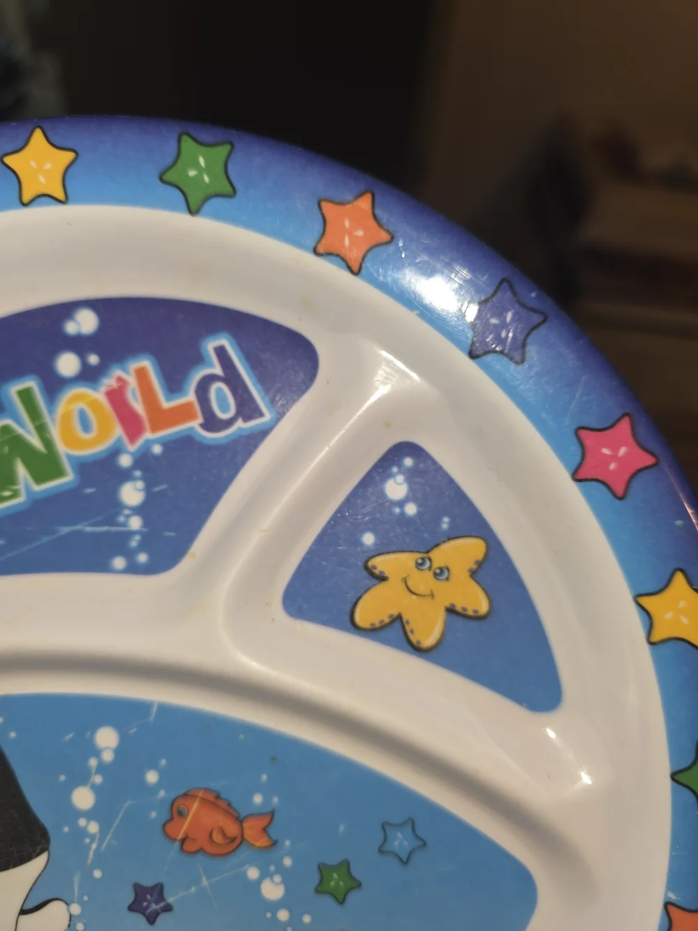 Vintage Seaworld Kids Blue Divided Snack Plate